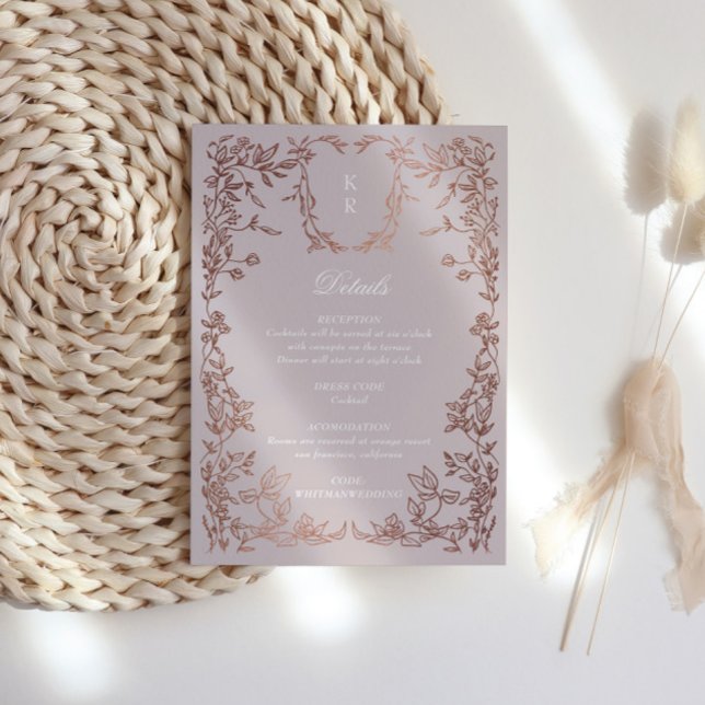 Klassische Elegant-Wappen-Monogramm-Hochzeitsempfe Begleitkarte (Von Creator hochgeladen)