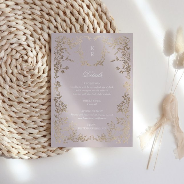 Klassische Elegant-Wappen-Monogramm-Hochzeitsempfe Begleitkarte (Von Creator hochgeladen)