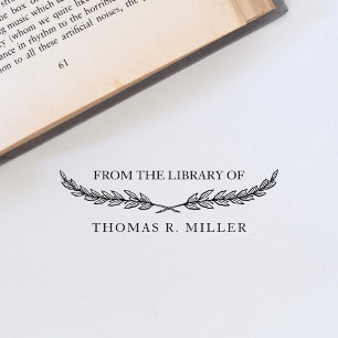 Klassische Elegante Bibliothek mit botanischen Ind Gummistempel