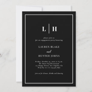 Klassische Elegante Black Engagement Party Einladung