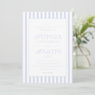 Klassische elegante blaue gestreifte Hochzeit Einladung