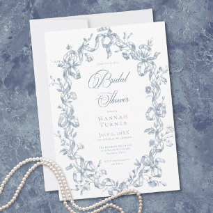 Klassische elegante blaue ovale Band-Hochzeitsdusc Einladung