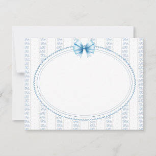 Klassische elegante blaue und weiße Schleife Danke Mitteilungskarte