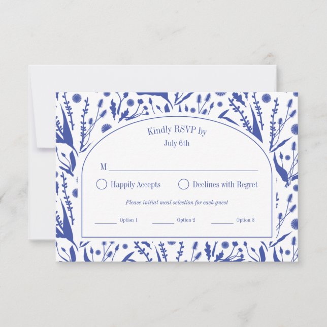 Klassische Elegante Botanicals RSVP Karte (Vorderseite)