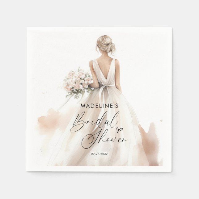 Klassische Elegante Braut zum "Gown Brautparty" Serviette (Vorderseite)