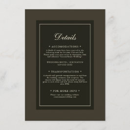 Klassische Elegante Dunkle Herbstbraune Hochzeitsd Begleitkarte