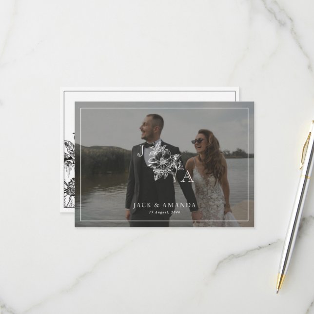 Klassische elegante Einladungs-RSVP-Karten RSVP Karte (Vorderseite/Rückseite Beispiel)