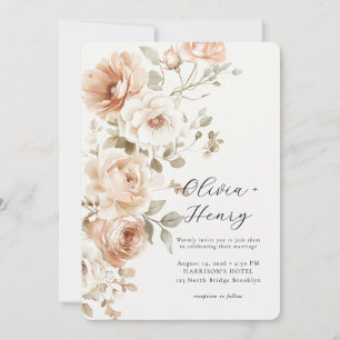Klassische elegante florale runde Hochzeitseinladu Einladung
