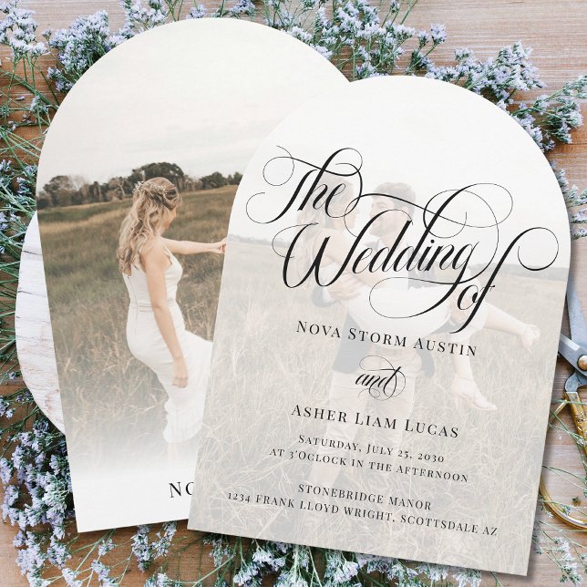 Klassische Elegante Foto Overlay Arch Wedding Einladung (Von Creator hochgeladen)