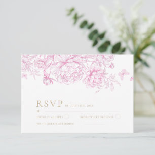 Klassische elegante französische Blumenhochzeit RSVP Karte