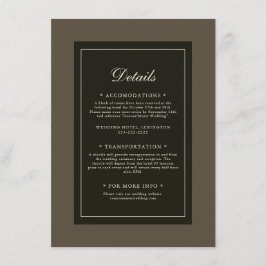 Klassische Elegante Herbst-Braun-Hochzeit Details Begleitkarte