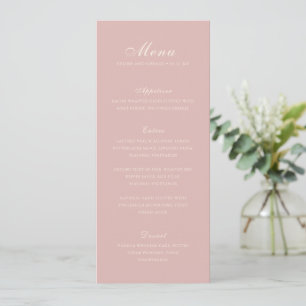 Klassische elegante Hochzeit in Rosa Menükarte