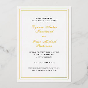 Klassische elegante Hochzeit - Termin vormerken Folieneinladung