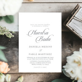 Klassische elegante Kalligrafie Nuestra Boda Hochz Einladung