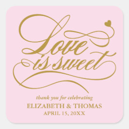 KLASSISCHE ELEGANTE LIEBE IST SCHWEET WEDING STICK QUADRATISCHER AUFKLEBER