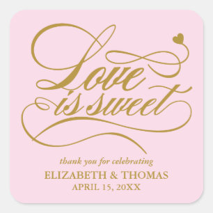 KLASSISCHE ELEGANTE LIEBE IST SCHWEET WEDING STICK QUADRATISCHER AUFKLEBER