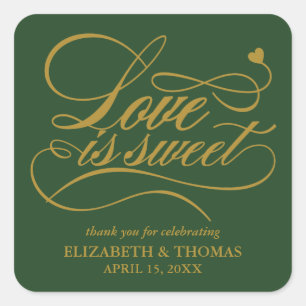 KLASSISCHE ELEGANTE LIEBE IST SCHWEET WEDING STICK QUADRATISCHER AUFKLEBER