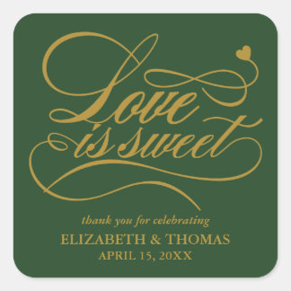 KLASSISCHE ELEGANTE LIEBE IST SCHWEET WEDING STICK QUADRATISCHER AUFKLEBER
