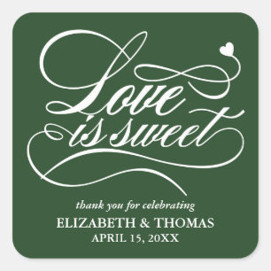 KLASSISCHE ELEGANTE LIEBE IST SCHWEET WEDING STICK QUADRATISCHER AUFKLEBER