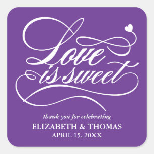KLASSISCHE ELEGANTE LIEBE IST SCHWEET WEDING STICK QUADRATISCHER AUFKLEBER