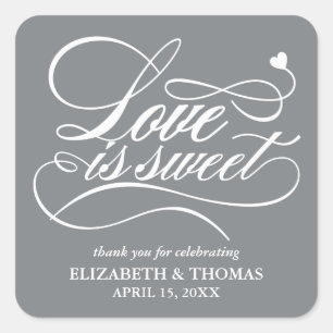 KLASSISCHE ELEGANTE LIEBE IST SCHWEET WEDING STICK QUADRATISCHER AUFKLEBER