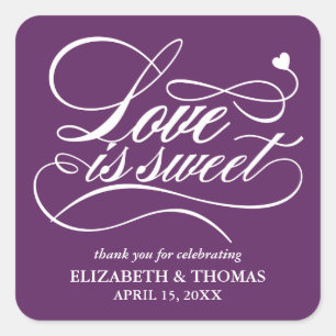 KLASSISCHE ELEGANTE LIEBE IST SCHWEET WEDING STICK QUADRATISCHER AUFKLEBER