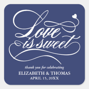 KLASSISCHE ELEGANTE LIEBE IST SCHWEET WEDING STICK QUADRATISCHER AUFKLEBER