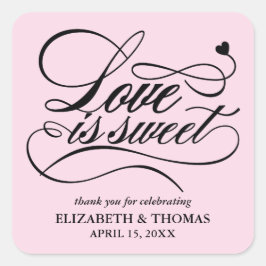 KLASSISCHE ELEGANTE LIEBE IST SCHWEET WEDING STICK QUADRATISCHER AUFKLEBER