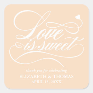 KLASSISCHE ELEGANTE LIEBE IST SCHWEET WEDING STICK QUADRATISCHER AUFKLEBER