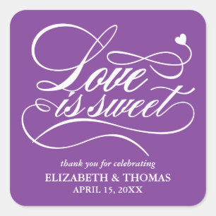 KLASSISCHE ELEGANTE LIEBE IST SCHWEET WEDING STICK QUADRATISCHER AUFKLEBER