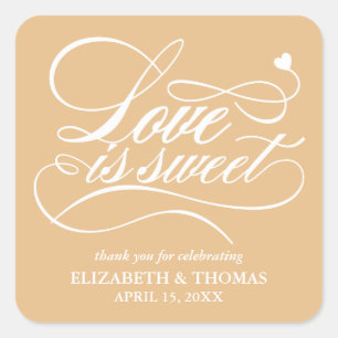 KLASSISCHE ELEGANTE LIEBE IST SCHWEET WEDING STICK QUADRATISCHER AUFKLEBER