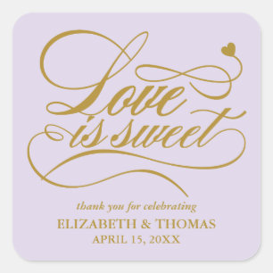 KLASSISCHE ELEGANTE LIEBE IST SCHWEET WEDING STICK QUADRATISCHER AUFKLEBER