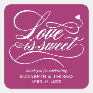 KLASSISCHE ELEGANTE LIEBE IST SCHWEET WEDING STICK QUADRATISCHER AUFKLEBER