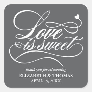 KLASSISCHE ELEGANTE LIEBE IST SCHWEET WEDING STICK QUADRATISCHER AUFKLEBER