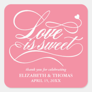 KLASSISCHE ELEGANTE LIEBE IST SCHWEET WEDING STICK QUADRATISCHER AUFKLEBER