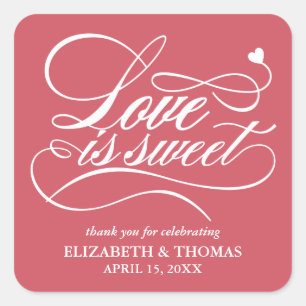 KLASSISCHE ELEGANTE LIEBE IST SCHWEET WEDING STICK QUADRATISCHER AUFKLEBER
