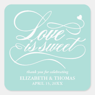 KLASSISCHE ELEGANTE LIEBE IST SCHWEET WEDING STICK QUADRATISCHER AUFKLEBER