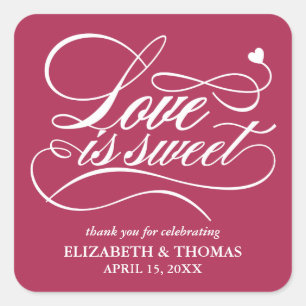 KLASSISCHE ELEGANTE LIEBE IST SCHWEET WEDING STICK QUADRATISCHER AUFKLEBER