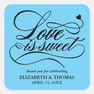 KLASSISCHE ELEGANTE LIEBE IST SCHWEET WEDING STICK QUADRATISCHER AUFKLEBER