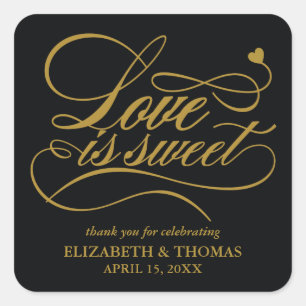 KLASSISCHE ELEGANTE LIEBE IST SCHWEET WEDING STICK QUADRATISCHER AUFKLEBER