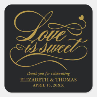 KLASSISCHE ELEGANTE LIEBE IST SCHWEET WEDING STICK QUADRATISCHER AUFKLEBER
