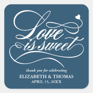 KLASSISCHE ELEGANTE LIEBE IST SCHWEET WEDING STICK QUADRATISCHER AUFKLEBER