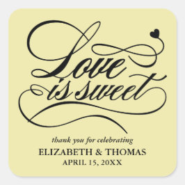 KLASSISCHE ELEGANTE LIEBE IST SCHWEET WEDING STICK QUADRATISCHER AUFKLEBER