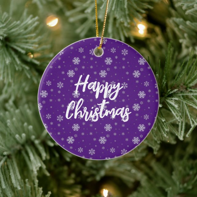 Klassische Elegante Lila Schneeflocken Weihnachten Keramik Ornament (Baum)