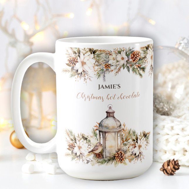 Klassische Elegante Name Weihnachts Heiße Schokola Kaffeetasse (Classic Elegant Name Christmas Hot Chocolate Large Coffee Mug)
