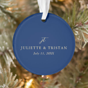 Klassische elegante Navy-und-Cremé-Hochzeit Ornament