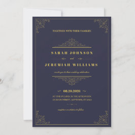 Klassische elegante navyblaue und goldene Vintage- Karte