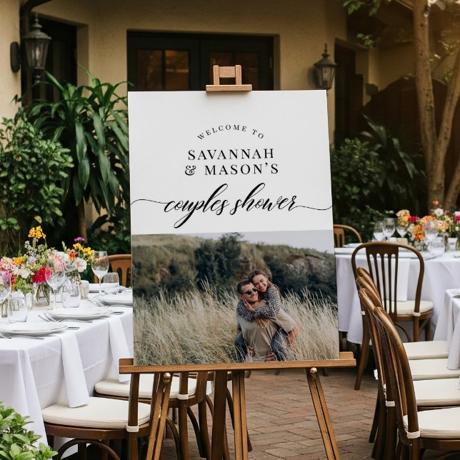 Klassische Elegante Paare Dusche Foto Zeichen Poster (Von Creator hochgeladen)