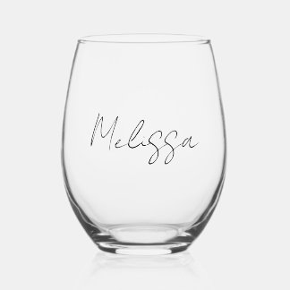 Klassische Elegante Personalisierte Kalligrafie Weinglas Ohne Stiel