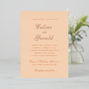 Klassische elegante Pfirsich-Hochzeit Folieneinladung